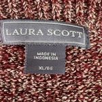 Laura Scott  Size XL Sweater Red Gold Thread Cable Knit Crew Neck Long Sleeves Photo 6