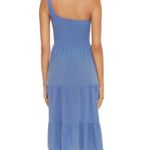 Becca  Swim Mist Blue Ponza Smocked One Shoulder Dress Sz L NWT Photo 10