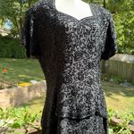 VTG 90s Black Tie Black 100% Silk Sequin Beaded Dress size 14 Shoulder Pad Photo 1