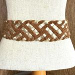 Fossil Vintage  Oversized Woven Metallic Leather Statement Belt Big Buckle Size S Photo 2