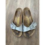 Birkenstock Women's Silver Buckle Sandals Silver Slide Size 37. boho Photo 2