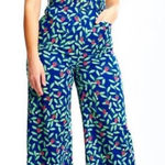 COLLECTIF‎ Olympia Square Neck Belted Strawberry Vine Jumpsuit Size Small (6) Blue Photo 0