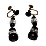 Western Germany Faceted Bead Chandelier Dangle Screw Back Earrings 2" Signed Vtg Black Photo 0