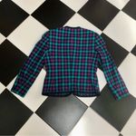Pendleton Vintage 80s Plaid Cropped Blazer Wool Jacket Blue Purple Teal Black 8 Photo 1