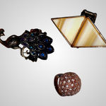 Lot of 3 Statement Rings Adjustable Bands Peacock Enamel Rhinestone Cocktail Gold Photo 0