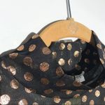 Black Sheer Gold Dot Mock Neck Ruched Chest Top Size M Photo 3