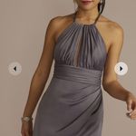 David's Bridal Galina Signature bridesmaid dress size 12 Chain Halter Satin Keyhole Sheath Dres Photo 2