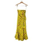 Cinq à Sept Cinq a sept Dress Size 0 Provence Katz Floral Back Zip Yellow Satin Finish Photo 5