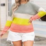 Chic Soul Down and Around grey multi striped sweater Photo 0