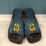 Linea Paolo MAME blue jean suede embroidered flowers Sandal Shoes Women's US 7.5 Brown Photo 4