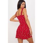 Pretty Little Thing ✨Red Ditsy Floral Print Frill Detail Shift Dress✨ Photo 5