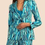 Trina Turk ππ Pistache Blazer ~ Blue WIllow Ottoman Ceramic Print 6 NWT Photo 0