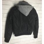 Ambiance Apparel 2010’s Wet Seal Black Bomber Jacket With Faux Hoodie Photo 6