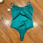 Pretty Little Thing Green Satin Bodysuit Photo 1