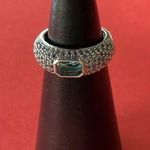 Bomb Party RBP6635 “Yours in a Heartbeat” LC Topaz on Rhodium Size 6 Ring NWT Blue Photo 0