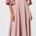 Mac Duggal 11854 Pink Crepe 3/4 Sleeve A-line Gown With Flower Trim Photo 0