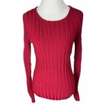 Cinq a Sept Pullover Ribbed Sweater Pomegranate Ruby Red Medium Cinq à Sept Photo 2