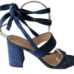 Club Monaco Wrap Sandals Aelena Size 7 Blue Suede Heeled Photo 0
