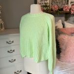 Wild Fable Lime Green Sweater Crewneck Acrylic  Womens Small Lime Green Cropped Photo 6