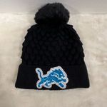 NFL Detroit lions Black Knit Beanie with Blue Sequin Lion logo! Photo 3