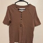 Ruff Hewn  Brown Ribbed Button-Down Top Photo 0