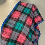 Vintage Plaid Scarf Rectangular‎ Long Blue Pink Teal Black 12" x 53" Classic Photo 2