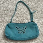 Vintage Y2k Genuine Suede Blue Studded Rivet Butterfly Purse Handbag Photo 0