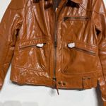 Free People Brown Josie Vegan Leather Moto Jacket Sz M NWT Photo 3