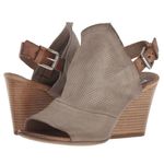 Miz Mooz  • Kona wedge sandals Pebble taupe leather open toe slingback perforated Photo 1