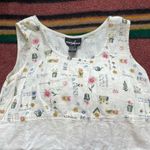 Vintage Linen garden print shift dress natural linen color sleeveless midi Size M Photo 5