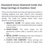 Stainless Steel Simulated Diamond Avocado Green Peridot Inside Out Hoop Earrings Photo 14
