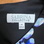 Sabrina Collective Midi Dress 4X Black Purple Floral Sheath Keyhole Long Sleeve Photo 13