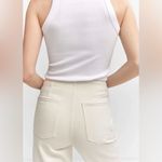 Mango NWT 328 Bonnie Straight Leg Jeans with Buttons Cropped High Rise Cream 6 Photo 2