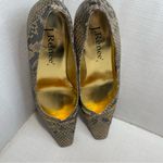 J Renee Women’s Size 9N Marion Gold/Cream Faux Snakeskin Kitten Heel Pumps Brown Photo 12