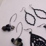 Black Bead Lot Of 4 Dangle Drop Costume Earrings Pierced Mix / Rhinestone Mix Photo 8