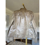 Alfani  Metallic Genuine Leather Jacket Shiny Bronze Textured Moto Streetwear Y2K Photo 3