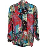 Anthropologie NWT  Collage Patchwork Floral Button Up Satin Shirt Blouse Size XXS Photo 4
