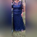 R & M Richards  Women's Boat Neck Illusion Lace Dress Blue Size 16 Photo 5