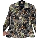 SILKLAND Pure Silk Safari Animal Print Lightweight Jacket Blazer Size 8 Career Black Photo 3