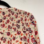 Beach Lunch Lounge Tan & Red Floral Blouse Womens M Smocked Boho Long Sleeve Photo 9