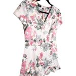 Bebe Sheer Dream Floral Print Romper Cream/Pink Size 8 Photo 3