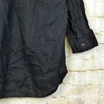 Uniqlo Shirt Womens XS Relaxed Black 100% Linen Skipper Collar Popover ¾ Sleeve Photo 8