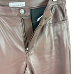 Loft Brown Faux Leather Straight Leg Mid Rise Pleather Pants Size 4 27 Photo 3
