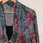 Elementz  Magenta Teal Floral Paisley Print Dressy Top Size PXL Photo 0