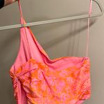 ZARA One shoulder Floral Crop Top Photo 3