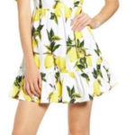 English Factory Lemon Puff Sleeves Mini Dress Size Medium Cotton Photo 0