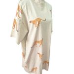 easel Ecru leopard T-shirt dress. Trendy 100% cotton oversized size small Photo 10