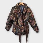 Farm Rio Black Wild Bananas Metallic Reversible Puffer Jacket Size Small Photo 4