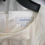 Modcloth  Dress White Shimmer Pleat Vtg Inspired Chiffon Romantic Mini Large New Photo 10