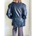 Women's Lambskin Leather Coat Size Mens Large Peacoat Oversized Classic Unisex Black Photo 3